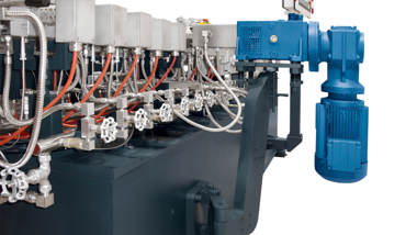 Coperion twin screw extruder STS Mc11 swivel arm